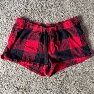 Women’s Black and Red Flannel Shorts
